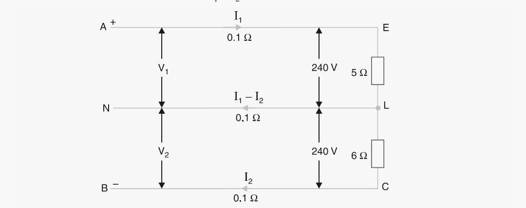 A+
N
B
V₂
I
0.1 Ω
1 - 12
0.1 Ω
0.1 Ω
240 V
240 V
5Ω
6Ω
E
C