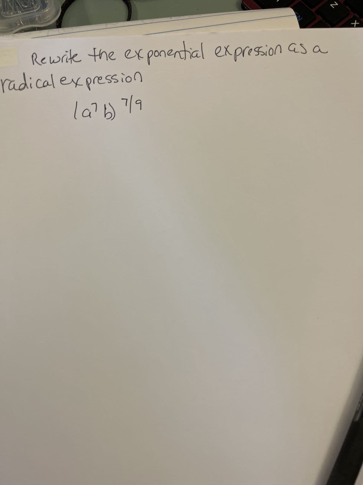 Rewrite the exponential expression as a
radical expression
6/2 (1920)
ww
b)
Z
+