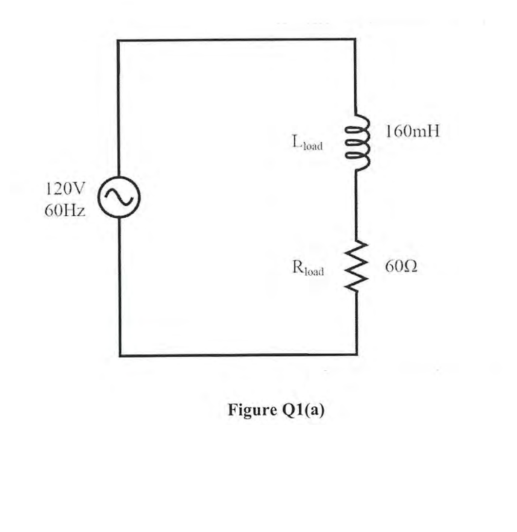 120V
60Hz
Lload
Rload
Figure Q1(a)
160mH
600