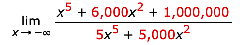 .5
+
6,000х2
+ 1,000,000
lim
5x +
5,000x2
