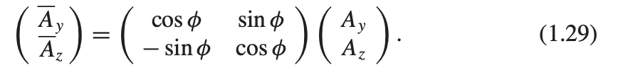 (3) - (
Ay
=
Az
cos p
sin
-
-) (A₂
Ay
Az
sin o
cos
(1.29)