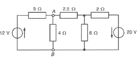 12 V
5 Ω
md
Β
2.5 Ω
4 Ω
ΖΩ
6Ω
20 V