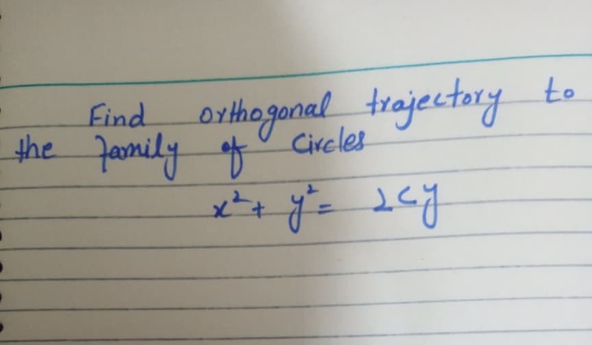 find
orthoganaltrajectory
to
farmily f Circler
