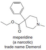 N-
meperidine
(a narcotic)
trade name Demerol
