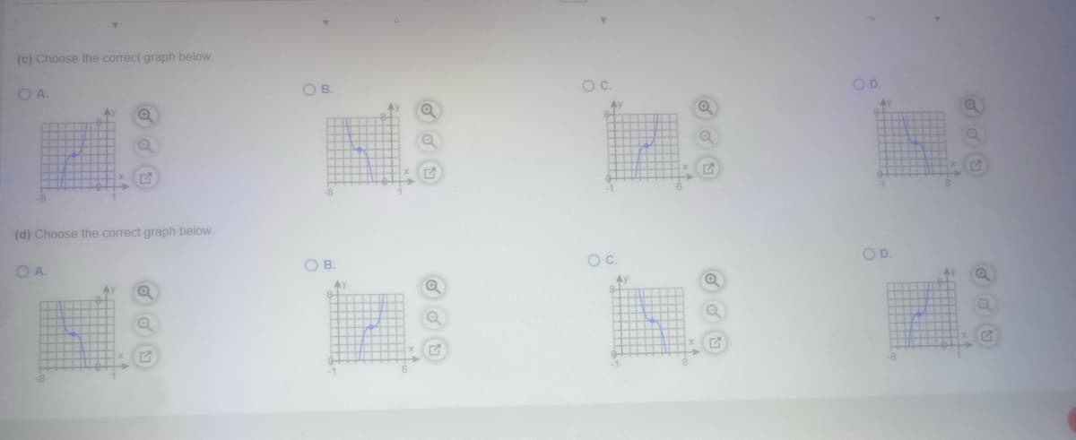 O A.
the correct graph below.
OA.
Ly
(d) Choose the correct graph below.
o
N
00
2. E
OB.
L
O
N
9
LS