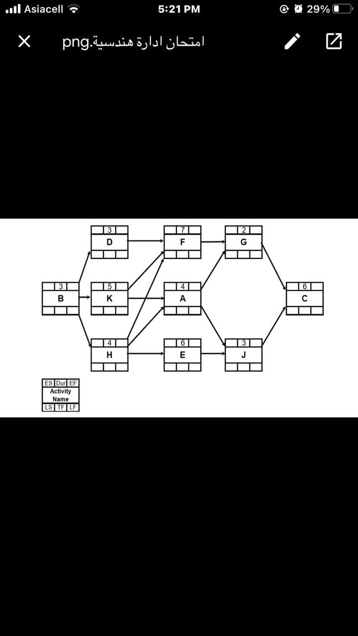 ll Asiacell ?
5:21 PM
O O 29% O
امتحان ادارة هندسية.png
13
171
2
F
G
3
5
41
6
B
K
A
14
6
H
ES Dur EF
Activity
Name
LS TF LF
