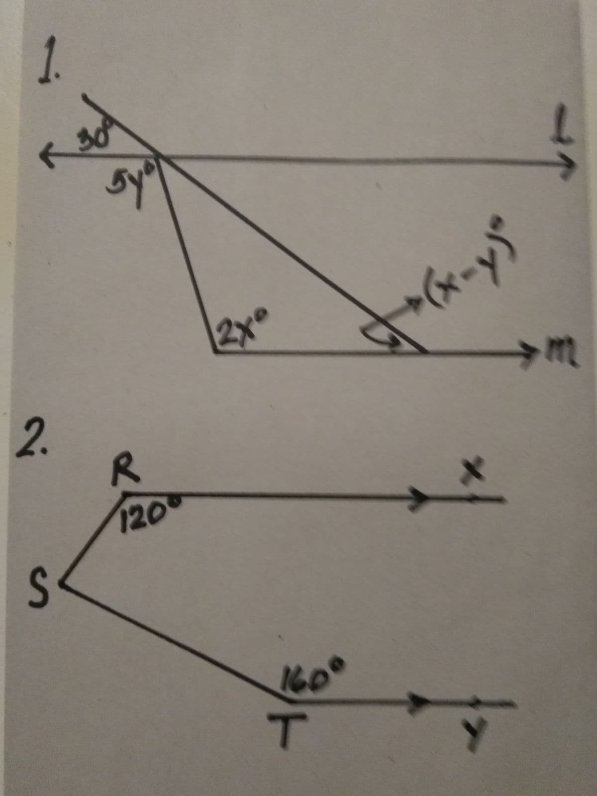 1.
2x
2.
120
S
60°
T
