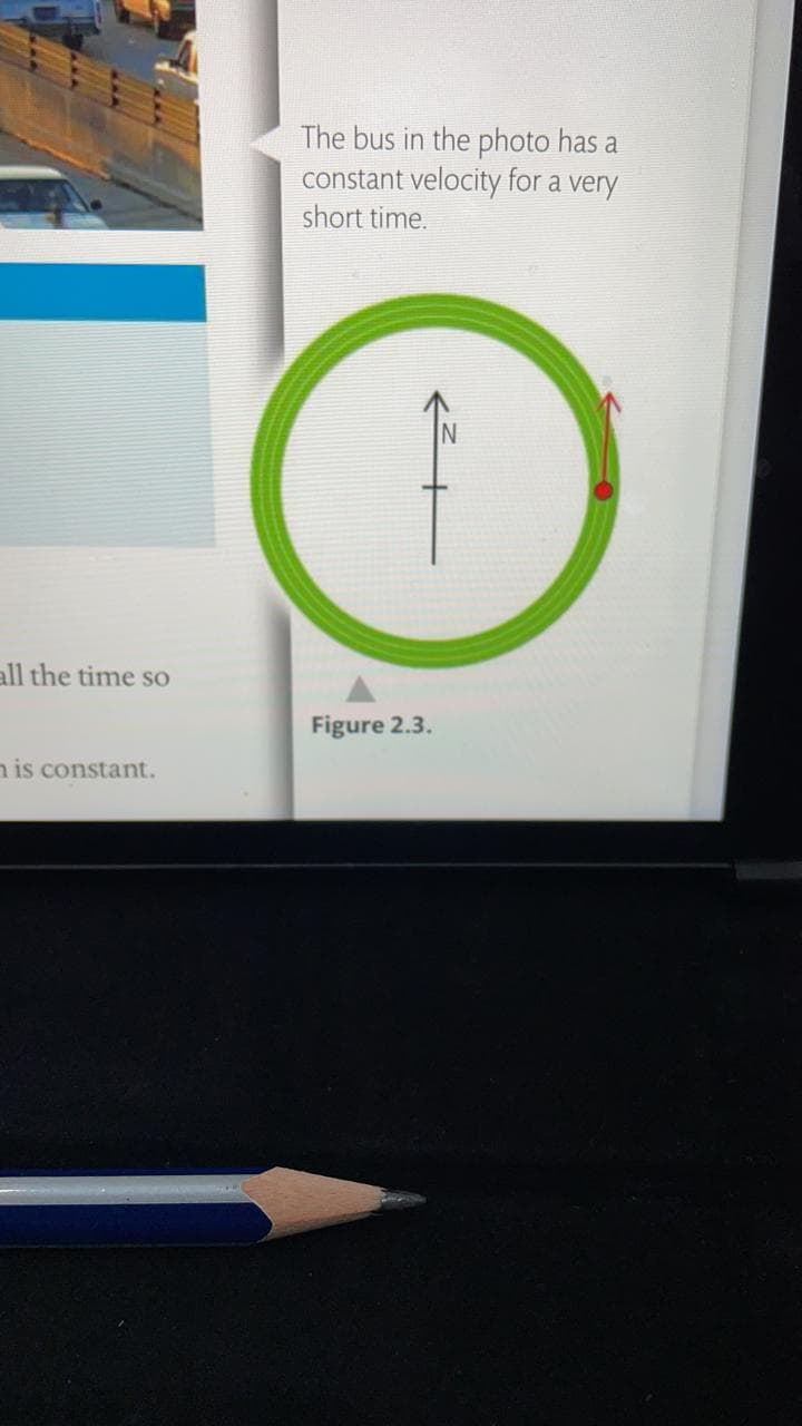 The bus in the photo has a
constant velocity for a very
short time.
IN
all the time so
Figure 2.3.
n is constant.
