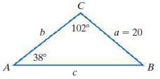 C
102°
а 3 20
38°
A
В
