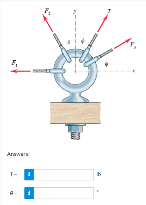 F₁
Answers:
T=
i
i
0=
F₂
B
lb
T
F₂