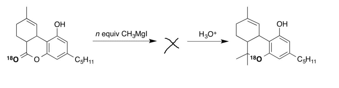 OH
ОН
equiv CH3MG|
H3O+
in
180
CSH11
180
CSH11
