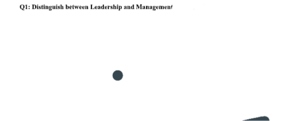 Q1: Distinguish between Leadership and Management
