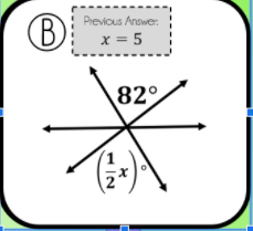 Previcus Answer:
x = 5
82°
