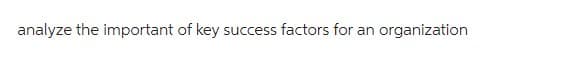 analyze the important of key success factors for an organization