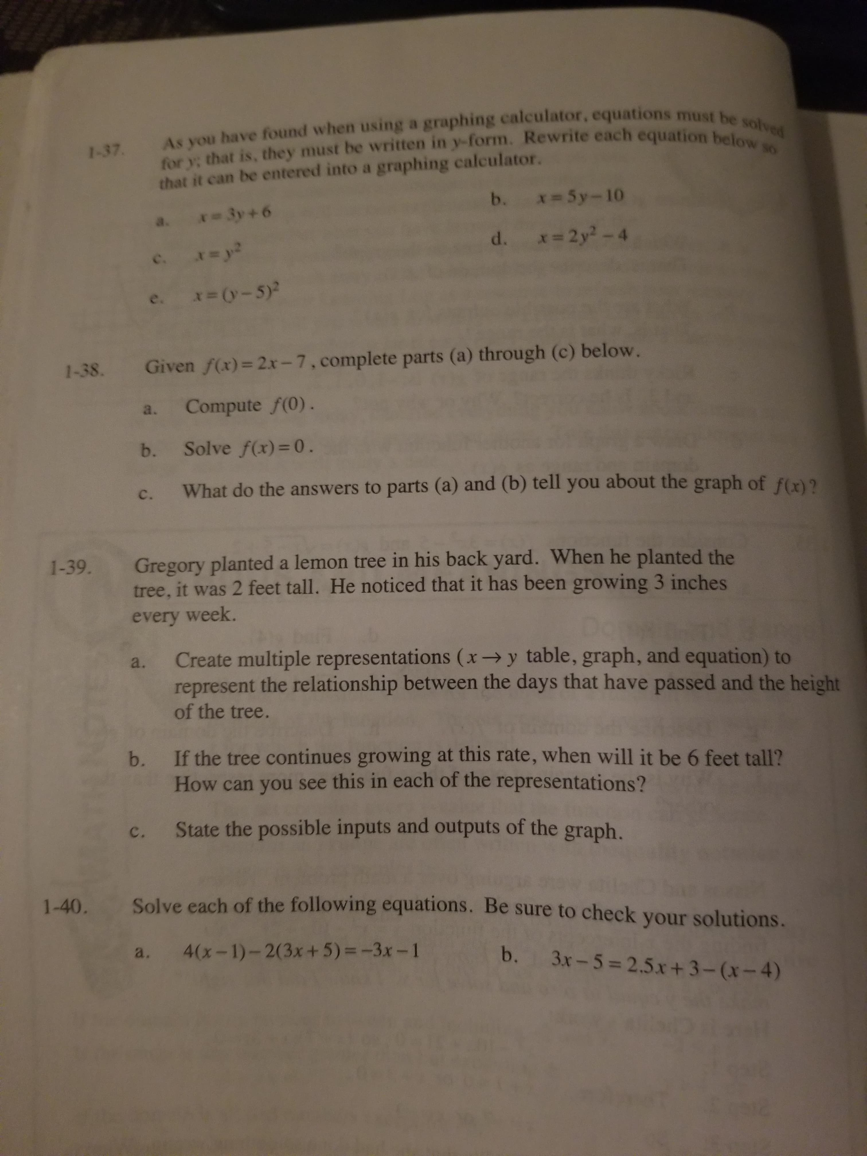 Solve each of the following equations. Be sure to check solutions.
your
4(x-1)-2(3x+5)=-3x-1
b. 3x-5=2.5.x+ 3-(x-4)
a.
