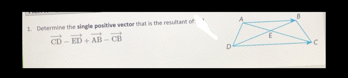 1. Determine the single positive vector that is the resultant of:
CD- ED+ AB- CB
D
