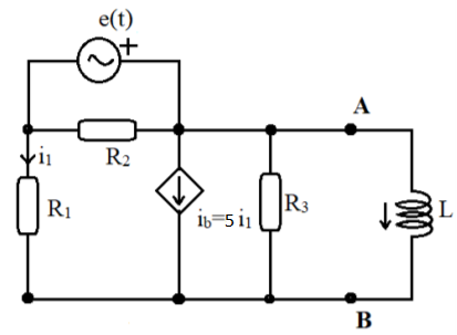 e(t)
A
R2
R3
ib-5 i1
R1
B
