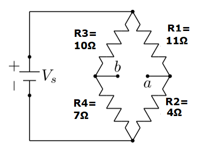 R3=
109
R4=
ΖΩ
b
a
R1=
11Ω
R2=
4Ω