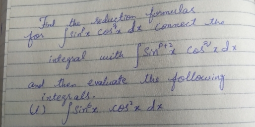 Find the seductiom fermelas
for fids
iskepal mith Sin
cose de connect the
And then evaluate the
integp als.
cos'x dx
