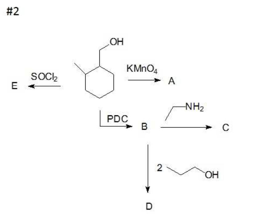 #2
HO
KMNO4
SOC2
E
А
NH2
PDC
в
HO.
D
