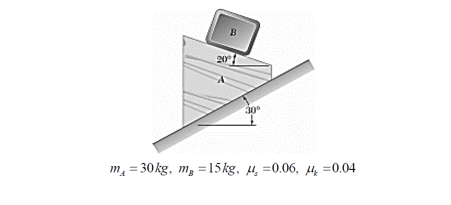 30°
т, 3 30kg, mg %3D15kg, u, 3D0.06, д, 3D0.04
B
