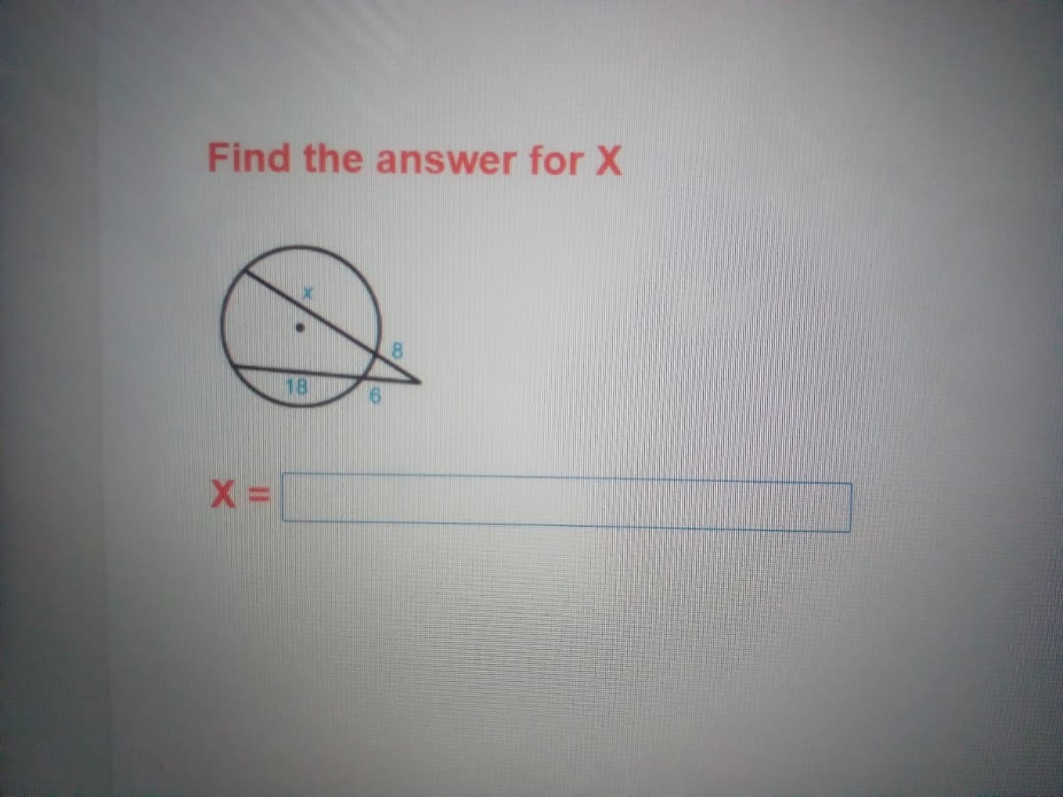 Find the answer for X
18
