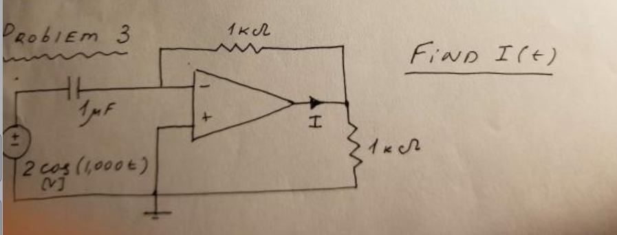 PROBIEM 3
+
11
1MF
2 cos (1,000)
(J
+
1 кл
H
FIND I (+)