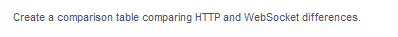 Create a comparison table comparing HTTP and WebSocket differences.