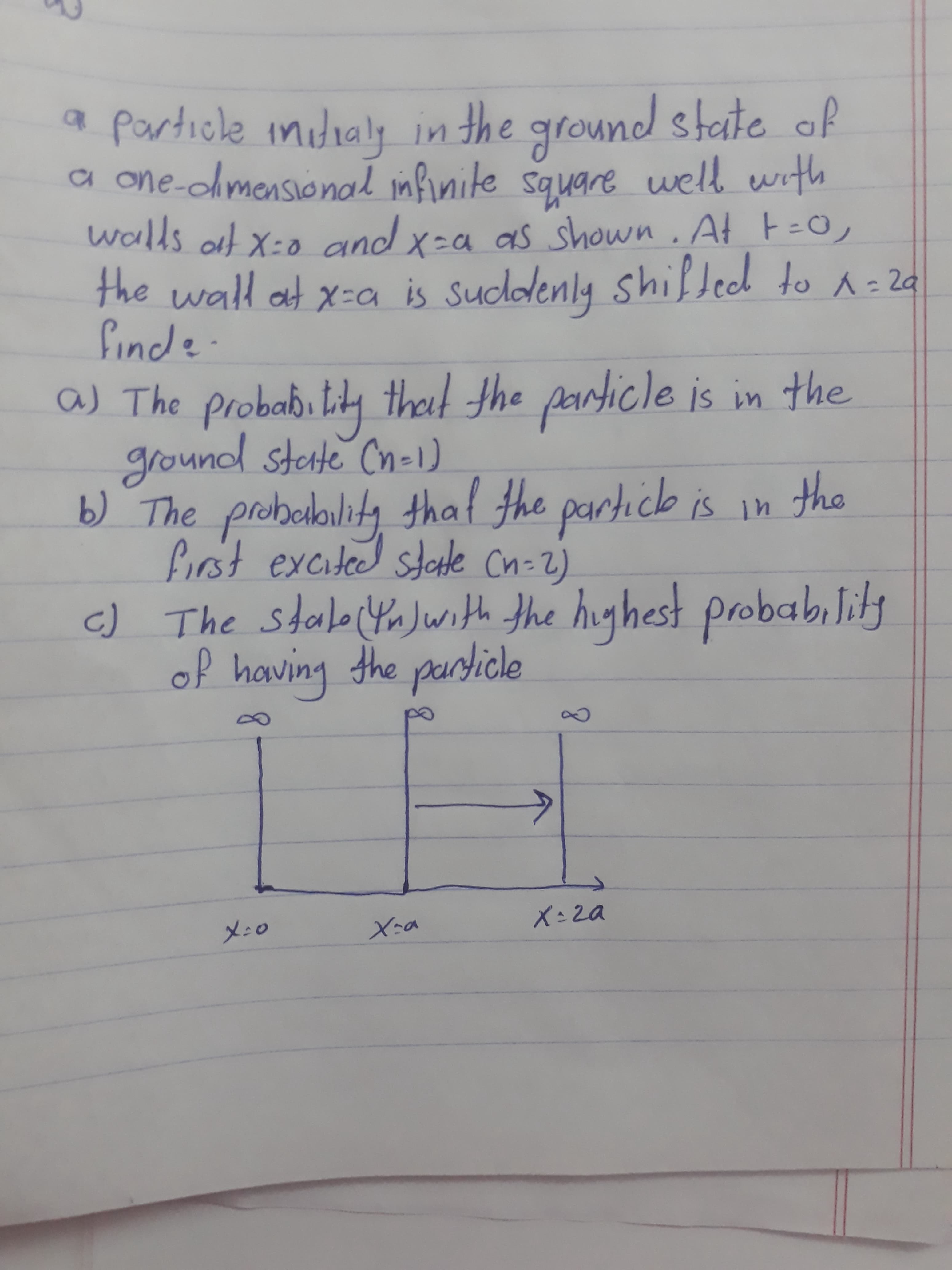 The probabi tiy particle is in the
nd stete Cn-1)
that the
gro
The probobulity thal the partick is in tha
fist excted stae Cn=2)
1 The stalo nJwith the highest probability
of having the pardicle
