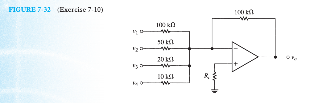 FIGURE 7-32 (Exercise 7-10)
100 kN
100 kN
vị o
50 kN
V2 o
20 kΩ
V3 0
10 kN
R.
V4 0
