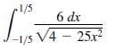 1/5
6 dx
-1/5
V4 - 25x2
