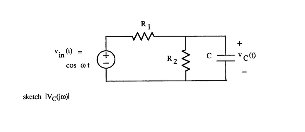 R1
+
Vin (0)
v.
R2
C
v c)
cos o t
sketch IVcjw)l
