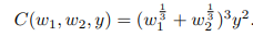 C(w1, w2, y) = (wž + wž )°y².
