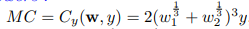 MC = C,(w, y) = 2(w} + wž )*y
