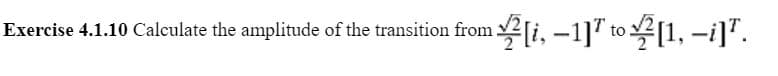 Exercise 4.1.10 Calculate the amplitude of the transition from [i, -1] to [1, -i]¹.