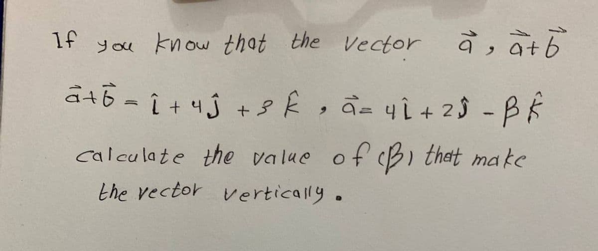 1f
you know that the Vector
6.
calculate the value of'cBi that make
the vector vertically.
