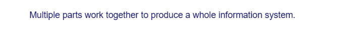 Multiple parts work together to produce a whole information system.