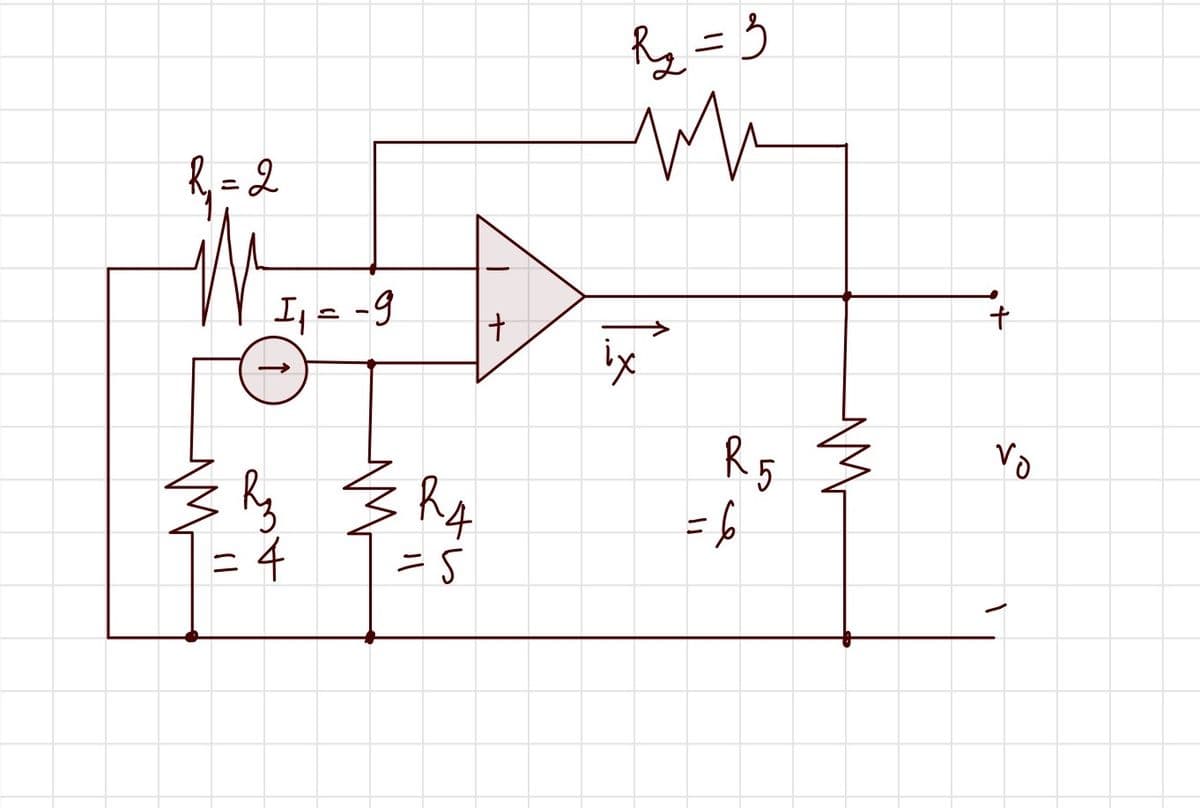 R₁ = 2
M"!
: R
4
MM
R4
R₂₁₂ = 3
m
= 6
W
+
Vo