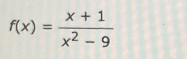 f(x)
=
x + 1
x²-9