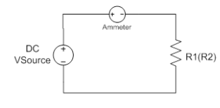 Ammeter
DC
VSource
R1(R2)
