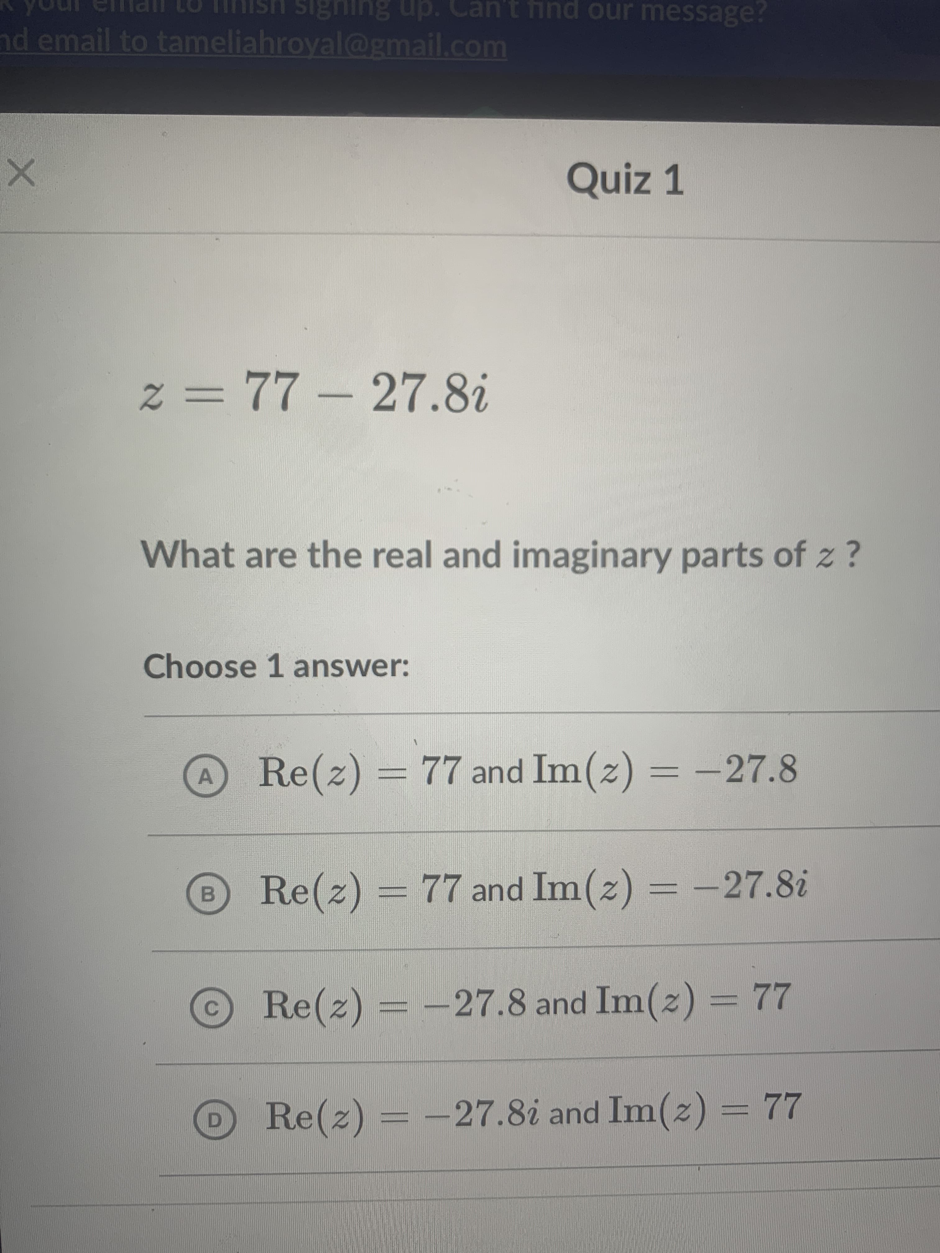 z = 77 – 27.8i
