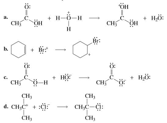 ӧ:
ӧн
+ H-ӧ—Н
.C.
ОН
+ H,ӧ:
ӧн
a.
CH
CH3
Н
Br:
b.
+ Br:
б:
ӧ:
+ нӧ
+ Н,ӧ:
c.
CH3
б—н
CH3
CH3
CH3
CH;C-Cl:
1.
CH3
d. CH3C* + :Ci:
CHз
