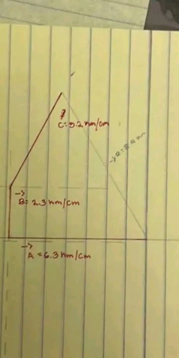 C÷3.2km/cm
->
B: 2.3 km/cm
A = 6.3 hm/cm