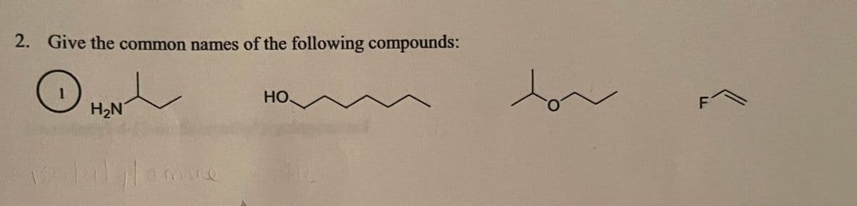 2. Give the common names of the following compounds:
HO
F
H2N
