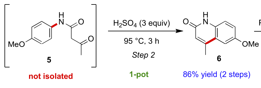 MeO
5
IZ
not isolated
O
H₂SO4 (3 equiv)
95 °C, 3 h
Step 2
1-pot
IZ
N
F
OMe
6
86% yield (2 steps)