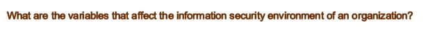 What are the variables that affect the information security environment of an organization?
