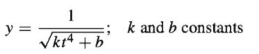 1
k and b constants
y =
Vkt4 +b
