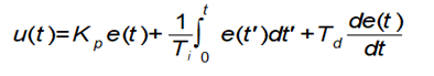 de(t)
e(t')dt' +T dt
u(t)=K,e(t)+ ÷J
i 0
