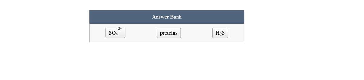 2-
SO4
Answer Bank
proteins
H₂S