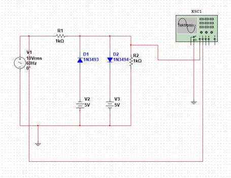 V1
10Vrms
60Hz
o
R1
www
1k0
D1
1N3493
V2
5V
H
R2
D2
1N3494 1k0
V3
-5V
XSC1
fektomiy